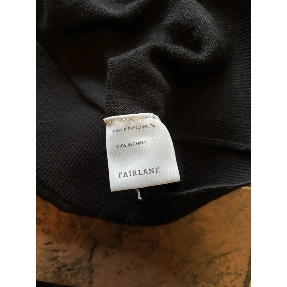 Fairlane Merino Wool Sweater Mens L V Neck Pullover Black Lightweight Preppy G13